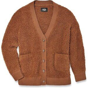 NWT New $198 UGG Sherell CloudFluff Wool Blend Brown Cardigan Size S